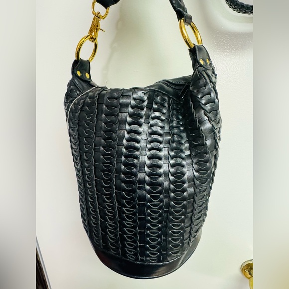 Leather Round Bag Black Medium - Picture 4 of 7